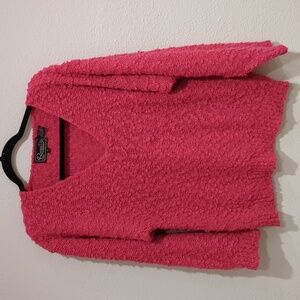 80's Rochelle California Hot Pink Popcorn Knit Sweater Size XL